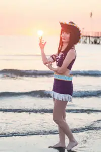 Fotografia all'alba del cosplay di Nico Robin da One Piece